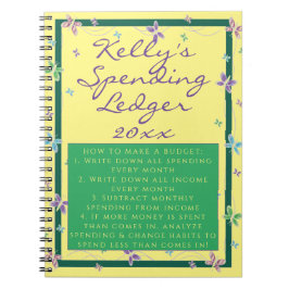 Personal Spending Ledger Budget Butterfly Notebook Notizblock