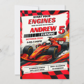 Personal Sport Racing Auto Geburtstagsparty modern Einladung