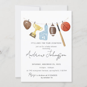 Personal Sports Baby Shower Bundle Einladung