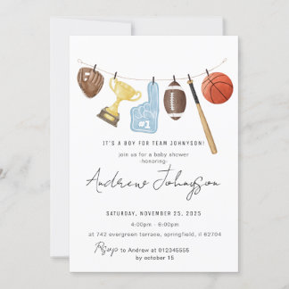 Personal Sports Baby Shower Bundle Einladung