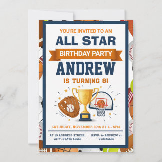 Personal Sports Birthday For kid Invitation  Einladung