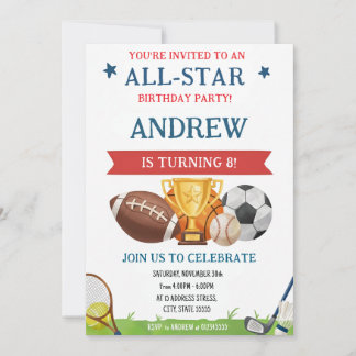 Personal Sports Birthday For kid Invitation  Einladung