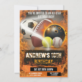 Personal Sports Birthday Printable All Sport Einladung