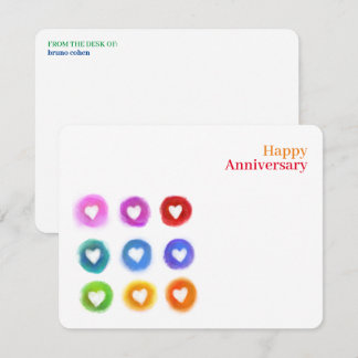 Personal Stationery: Rainbow Love hearts Note Card Mitteilungskarte