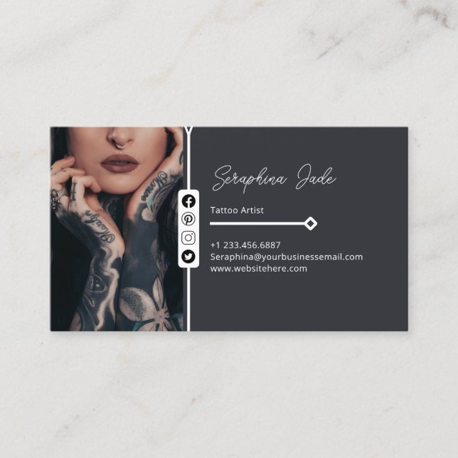 Personal Tattoo Artist Business Card Visitenkarte (Vorderseite)