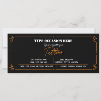 Personal Tattoo Geschenkgutschein-Bescheinigung Einladung