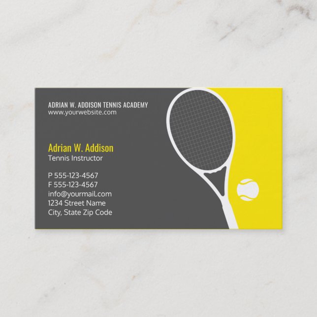 Personal Tennis Coach Lehrer Club Ernennung Terminkarte (Vorderseite)