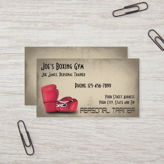 Personal Trainer Boxer Gym Business Card Visitenkarte (Vorderseite/Rückseite Beispiel)
