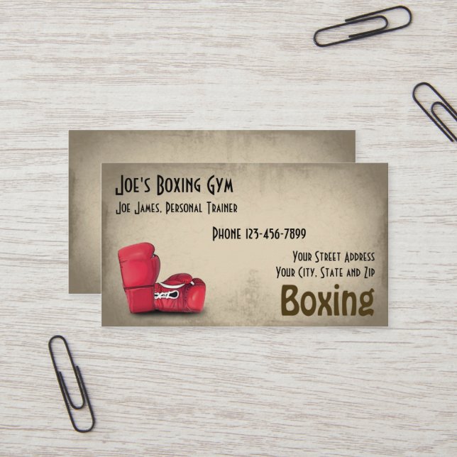 Personal Trainer Boxer Gym Business Card Visitenkarte (Vorderseite/Rückseite Beispiel)
