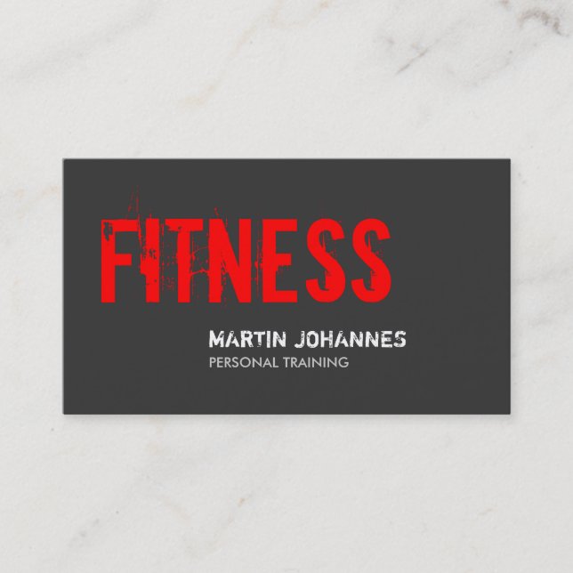 Personal Trainer Business Card der Red Gray Fitnes Visitenkarte (Vorderseite)
