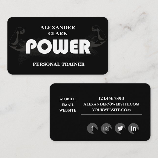 Personal Trainer Business Card Visitenkarte (Vorne/Hinten)