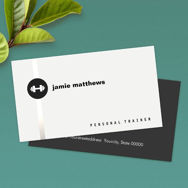 Personal Trainer Dumbell Logo Fitness Instructor Visitenkarte (Von Creator hochgeladen)