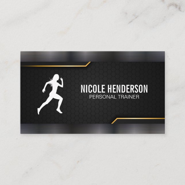 Personal Trainer | Dunkler Metallic-Stil Visitenkarte (Vorderseite)