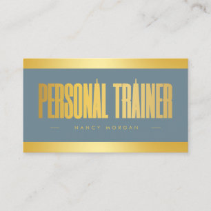 Personal Trainer Dusty Blue und Gold Visitenkarte