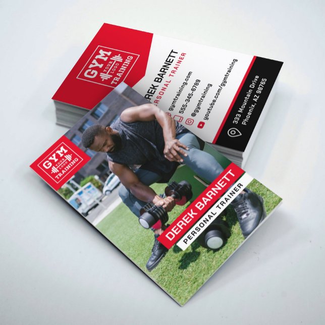 Personal Trainer Fitness Foto Business Card Visitenkarte (Von Creator hochgeladen)