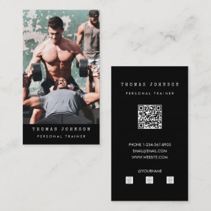 Personal Trainer Fitness Foto QR Code Schwarz Visitenkarte
