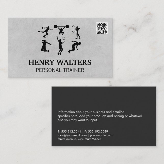 Personal Trainer | Fitness | QR-Code Visitenkarte (Vorne/Hinten)