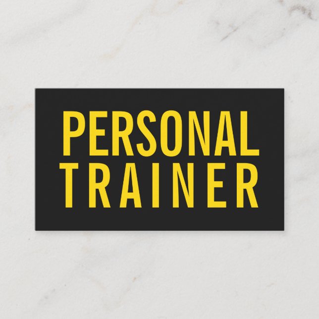 Personal Trainer Fitness Schwarz-Gelb modern Visitenkarte (Vorderseite)