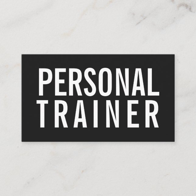 Personal Trainer Fitness Schwarz-Weiß modern Visitenkarte (Vorderseite)