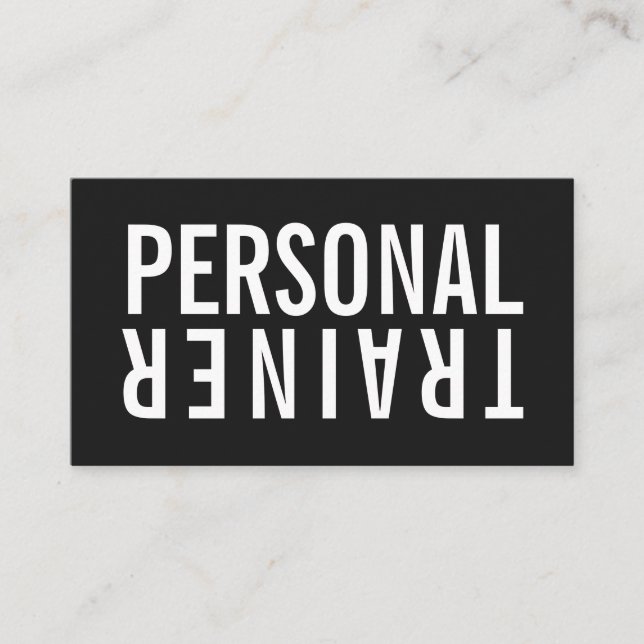 Personal Trainer Fitness Schwarz-Weiß modern Visitenkarte (Vorderseite)