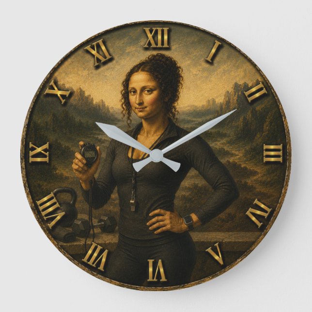 Personal Trainer Funny Mona Lisa Coach Gift  Große Wanduhr (Vorderseite)