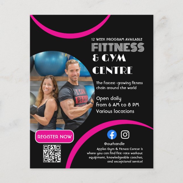 Personal Trainer für Black & Pink Gym Flyer (Vorne)