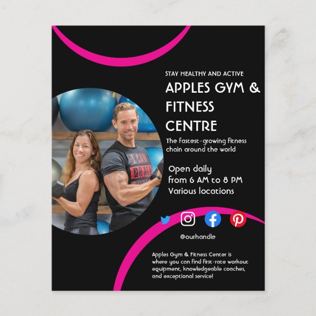 Personal Trainer für Black & Pink Gym Flyer (Vorne)