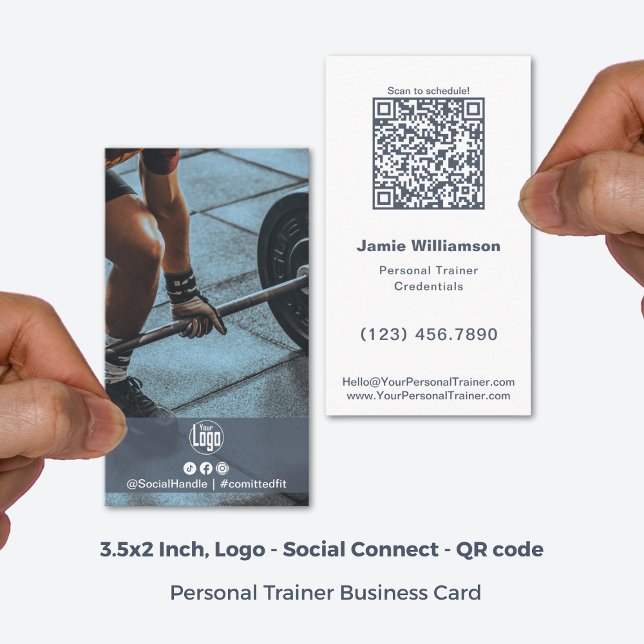 Personal Trainer für Minimalistische Foto-Logos Visitenkarte (3.5x2 Inch, Minimalist Photo Logo Personal Trainer Business Card)