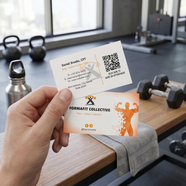 Personal Trainer Geschäft | Orange Weiß Visitenkarte (Von Creator hochgeladen)