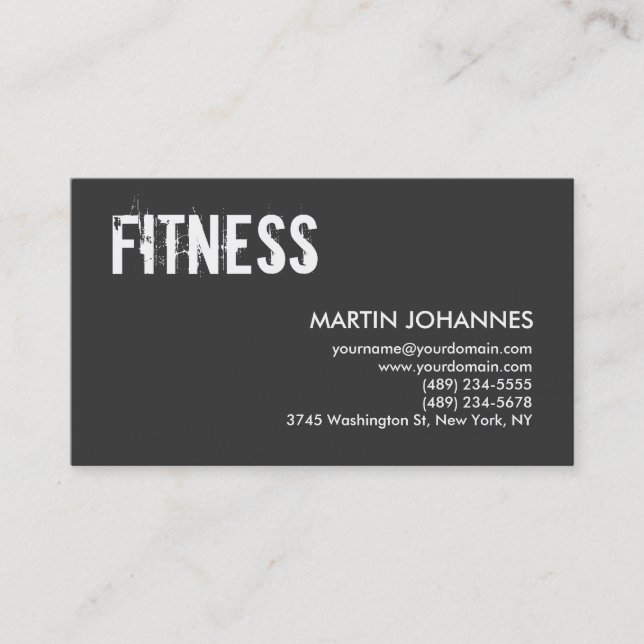Personal Trainer Grau White Business Card Visitenkarte (Vorderseite)