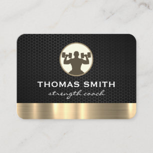 Personal Trainer Metallic Gold Trim   Fitness Visitenkarte