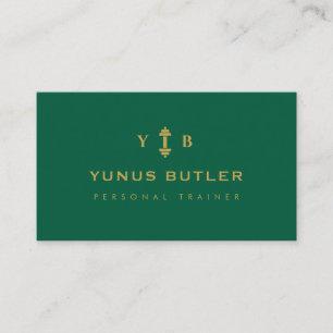 Personal Trainer Monogram Hantel Smaragdgrün Visitenkarte