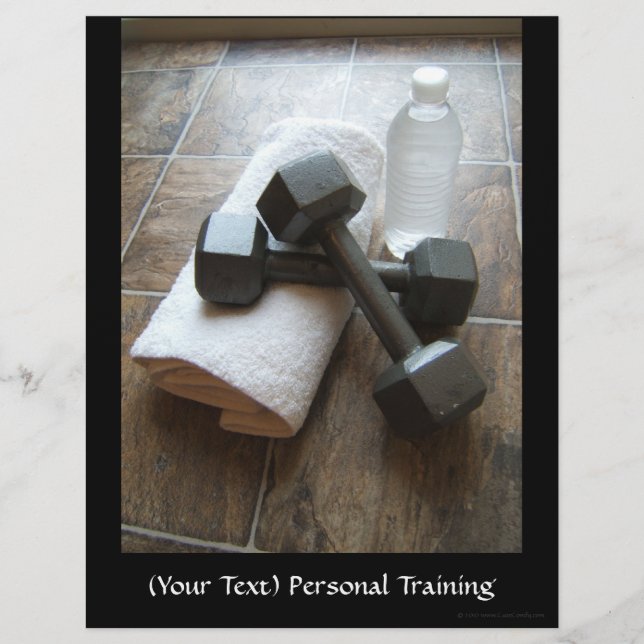Personal Trainer oder Fitness Dumbells Handtuch &  Flyer (Vorne)