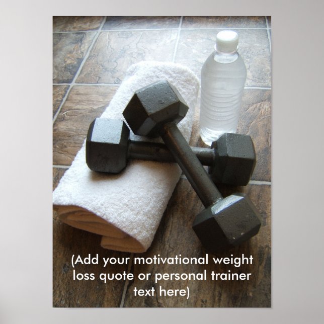 Personal Trainer oder Fitness Dumbells Handtuch &  Poster (Vorne)