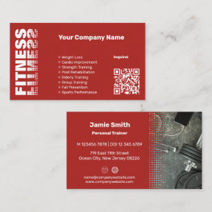 Personal Trainer Red Business Card mit Foto Visitenkarte