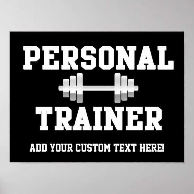 Personal Trainer Schwarz-Weiß Dumbell Training Poster (Vorne)