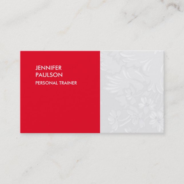 Personal Trainer Special Red Floral Damask Visitenkarte