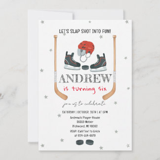 Personal Watercolor Hockey Birthday Party Einladung