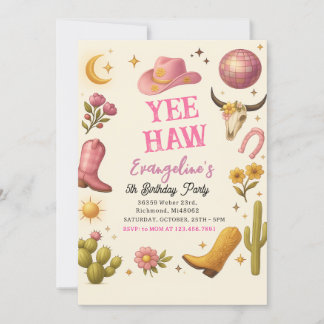 Personal Wild West Pink Cowgirl Birthday Dance Einladung