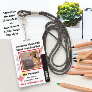 Personalausweis-Abzeichen für Schullehrer mit Bild Ausweis