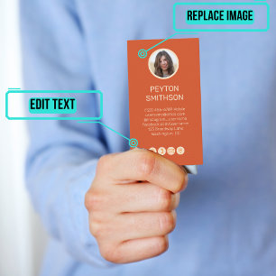 Personalausweis: Couple w Fotos Orange Visitenkarte