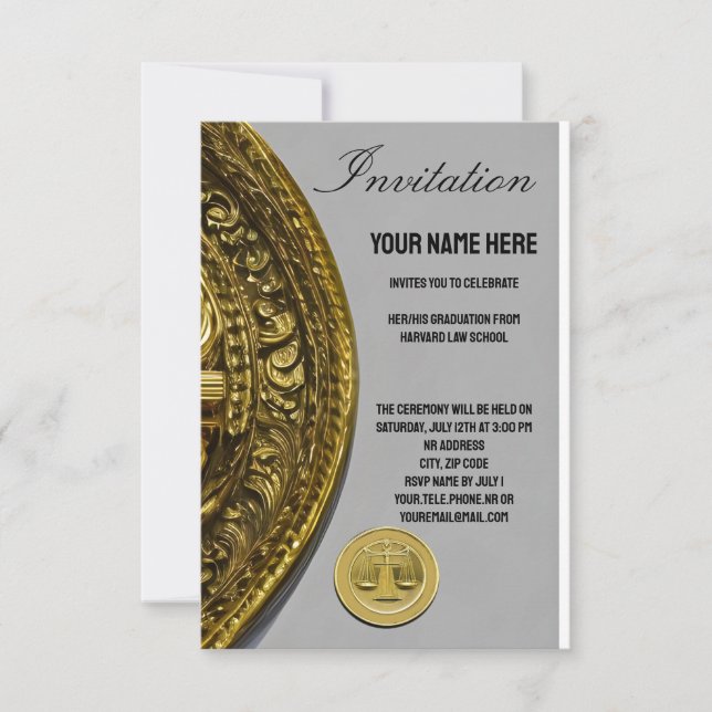 Personalausweis des Abschlusses der Juristischen F Einladung (Vorderseite)