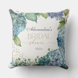 Personalise Bridal Shower Blue Hydrangeas Welcome Kissen