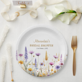 Personalise Bridal Shower Wildflowers Pappteller