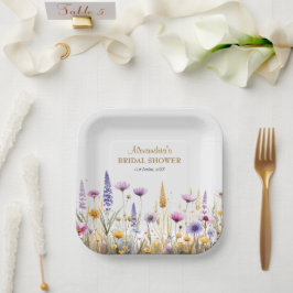 Personalise Bridal Shower Wildflowers Pappteller