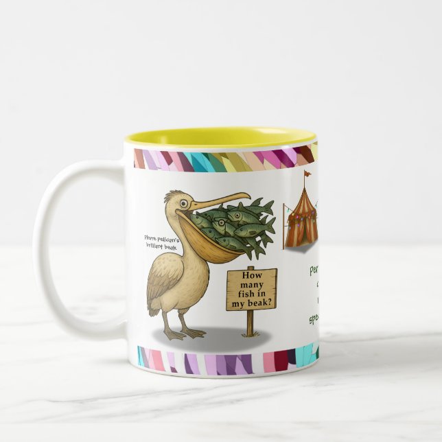 Personalise: Pierre pelican's brilliant beak Zweifarbige Tasse (Links)