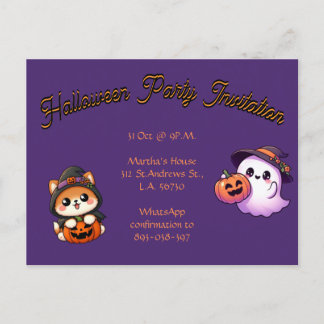 Personalise this Halloween Party postal card Postkarte