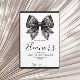 Personalised 18th Black Bow Birthday Invitation Einladung