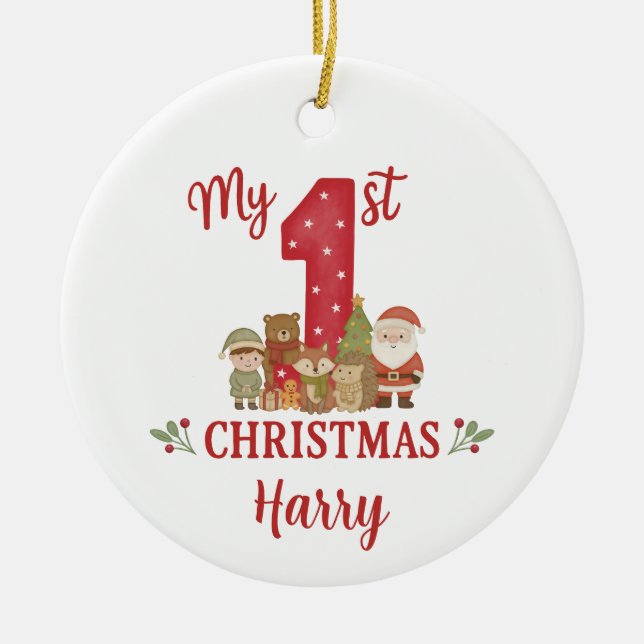 Personalised 1st Christmas Tree Decoration  Keramik Ornament (Vorne)