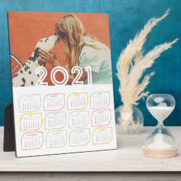 Personalised 2021 Desktop Calendar Modern Leaf Fotoplatte